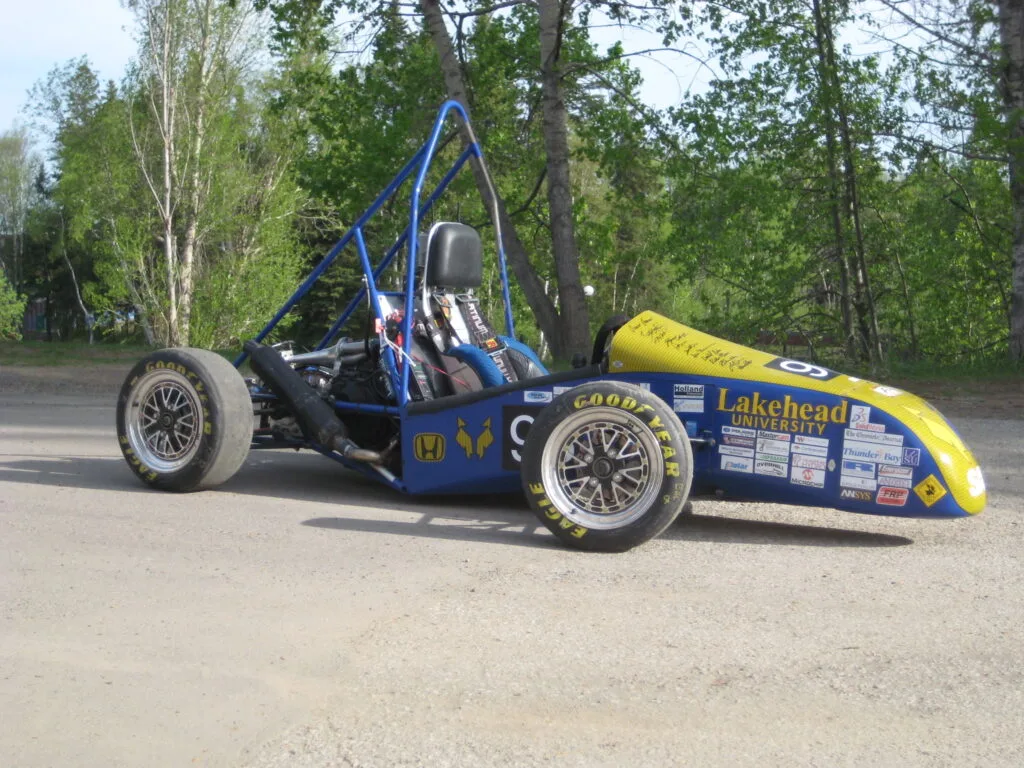 blue car with no driver